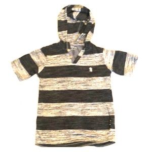 Short sleeve stripped hoodie